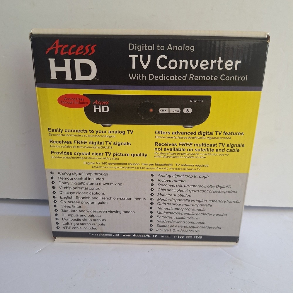 Access HD DTA1080 Digital To Analog TV Converter Box w/ Remote  Open Box